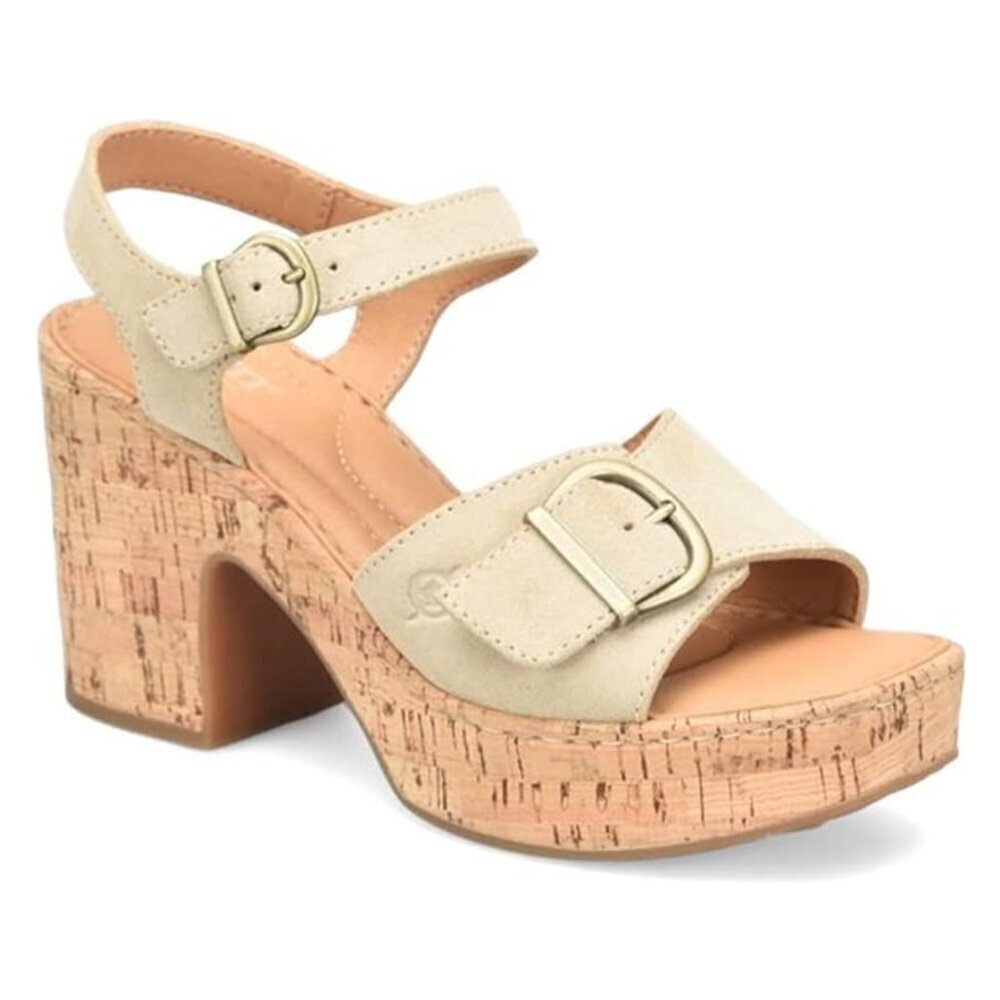 NEW Born Browyn Suede Cork Platform Buckle Sandal in Natural Sz. 11